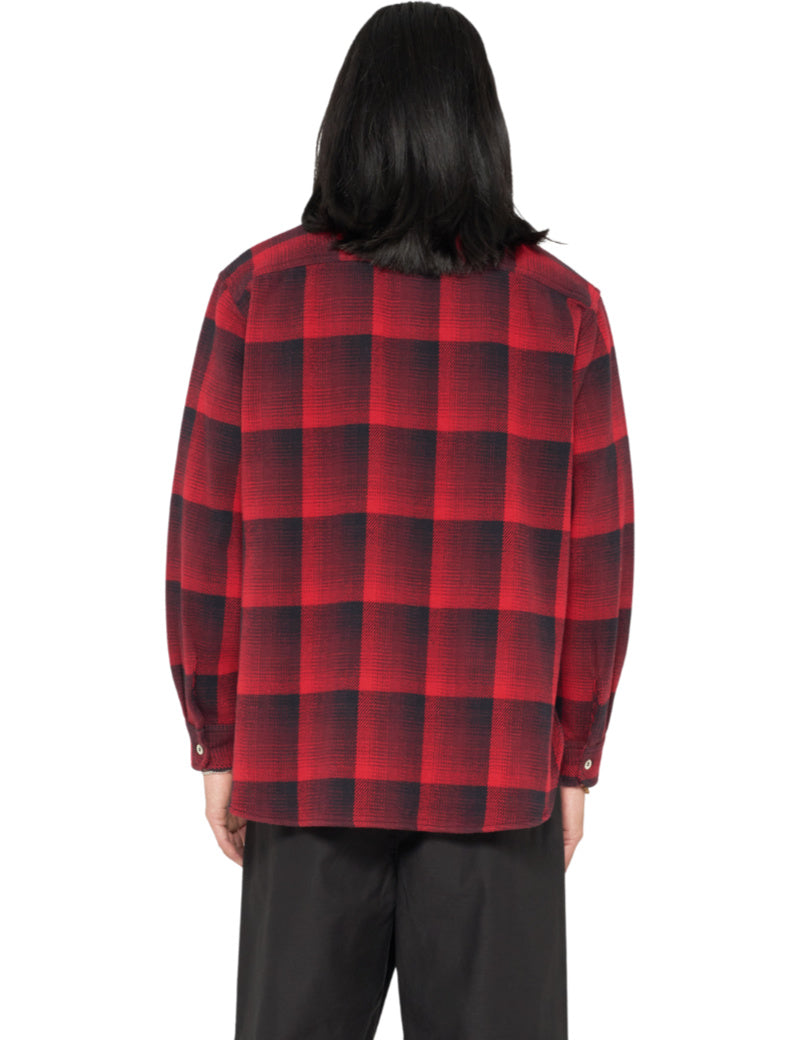 Edwin Work Shirt Red On Model Back