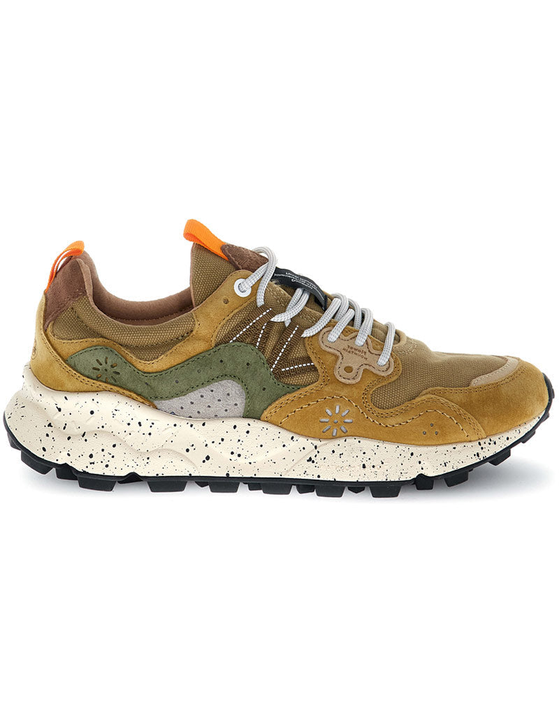 Flower Mountain Yamano 3 suede & canvas men's trainers in khaki & military