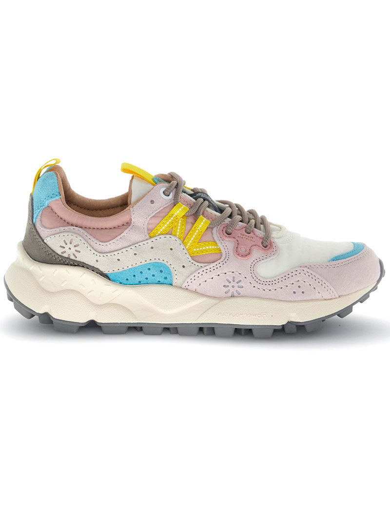 Flower Mountain Yamano 3 suede & nylon women's trainers in light pink, off-white and pink