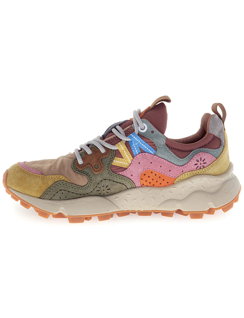 Flower Mountain Yamano 3 women's trainers cream, military and pink - Inside View