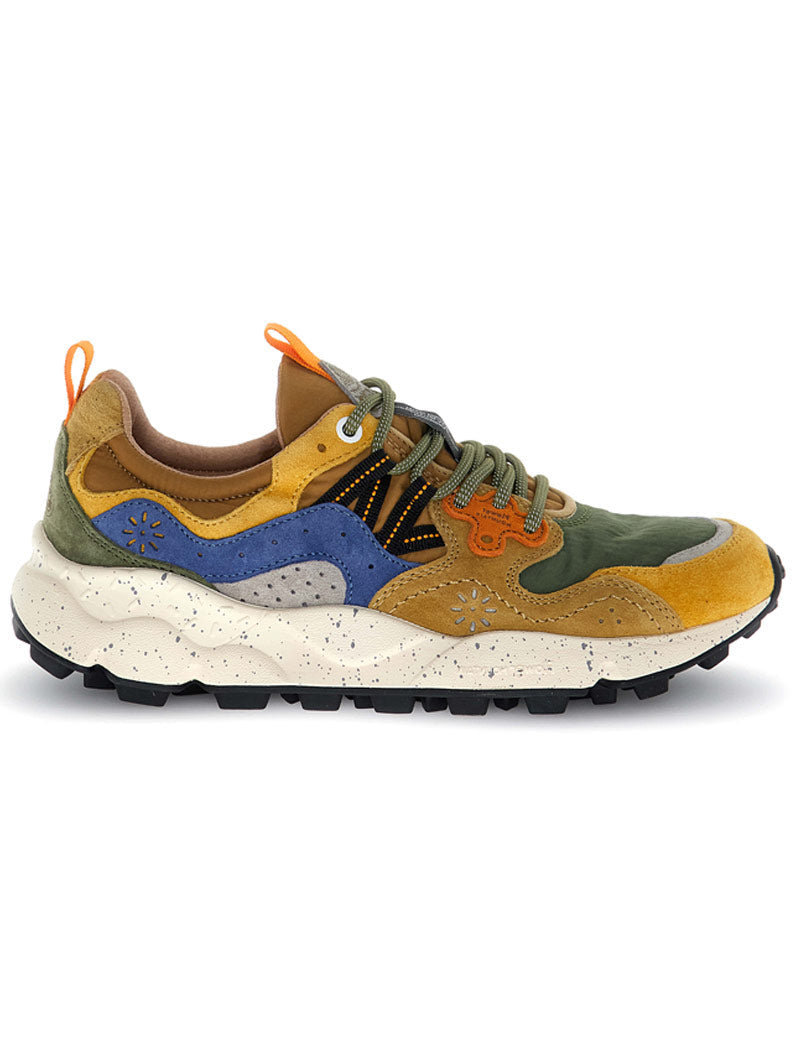 Flower Mountain Yamano 3 suede & nylon men's trainers in yellow, khaki and beige