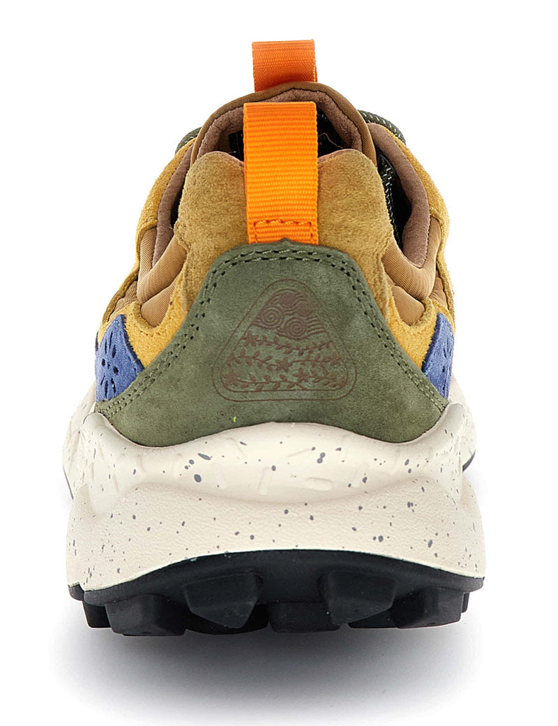 Flower Mountain Yamano 3 men's trainers yellow, khaki and beige - Heel View