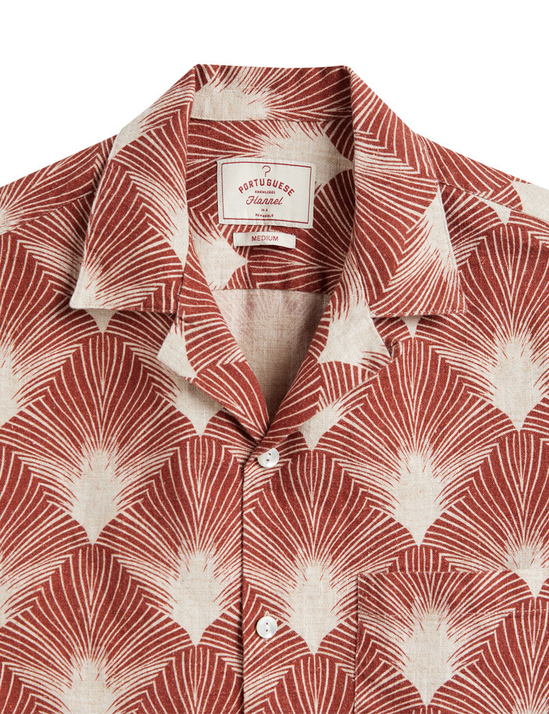 Portuguese Flannel Feathers Short Sleeve Shirt Collar Detail