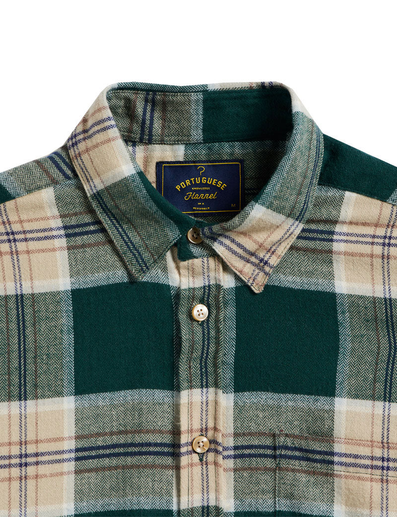 Portuguese Flannel Fence Shirt Green Beige