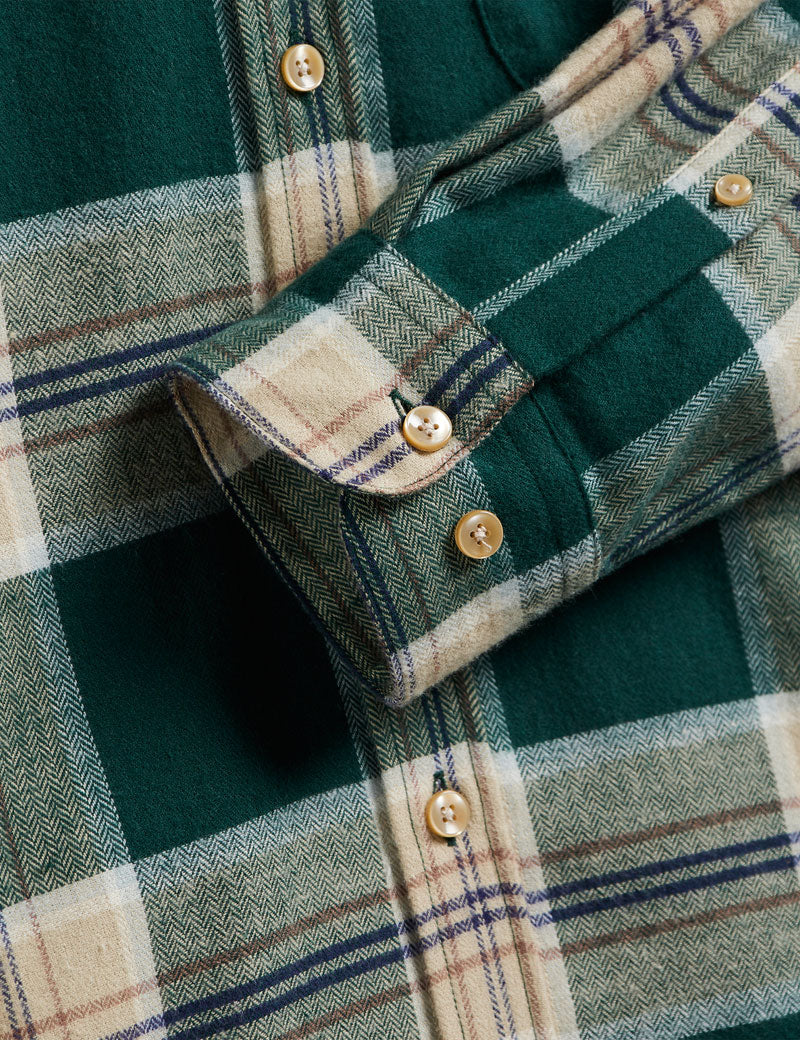 Portuguese Flannel Fence Shirt Green Beige