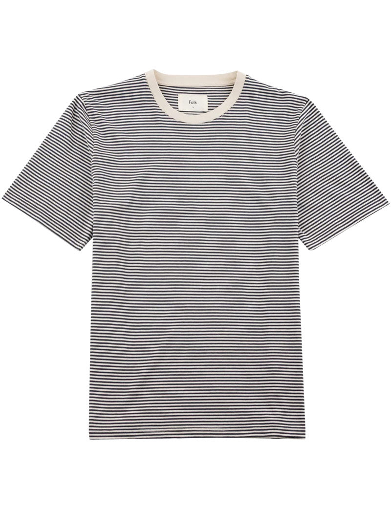 Folk 1X1 Stripe T-Shirt Soft Black