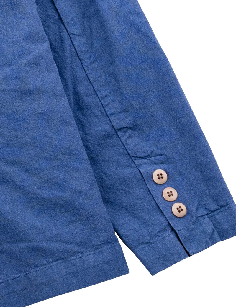 Folk Cotton Linen Blazer Woad Cuff Detail