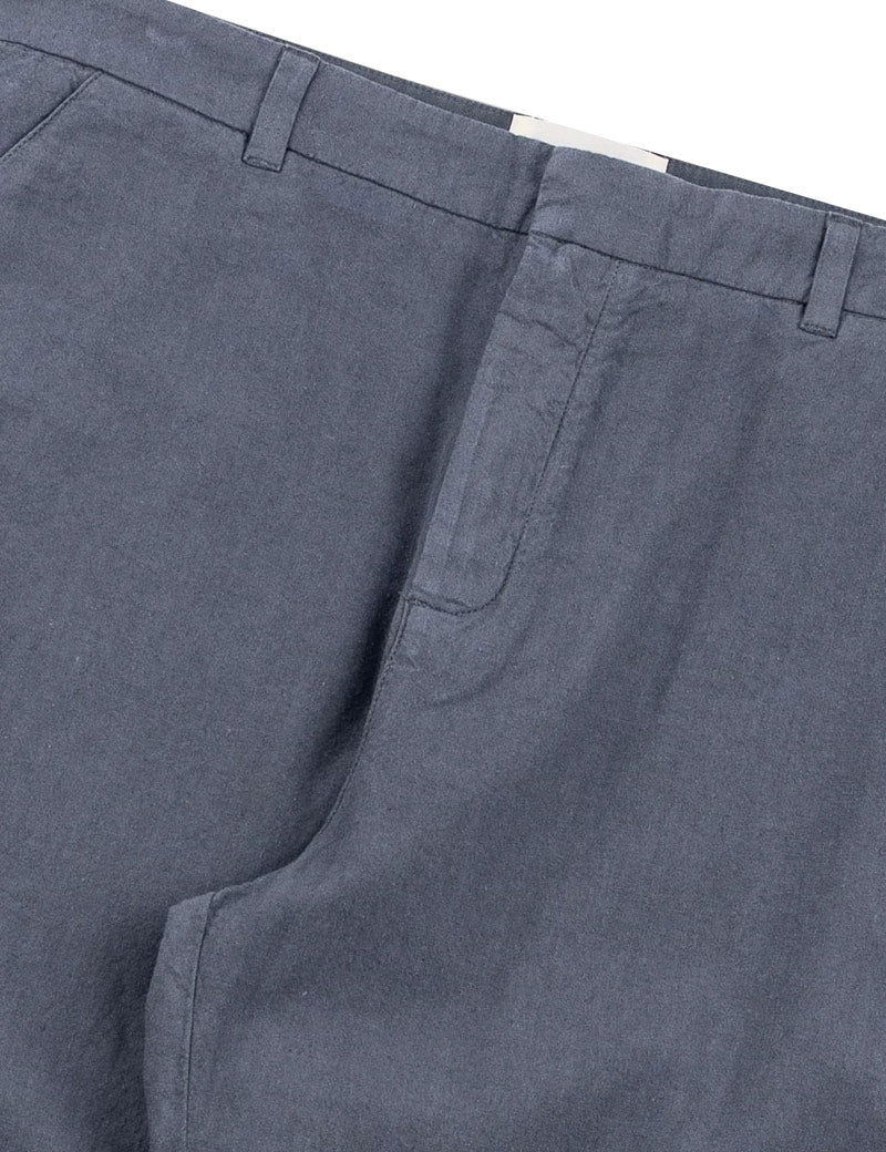 Folk Fixed Waistband Cotton Linen Trouser Charcoal Waistband 
