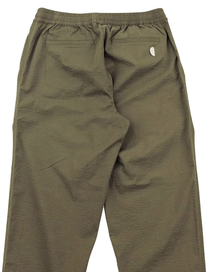 Folk Drawcord Assembly Pant Dark Olive Seersucker Rear Pocket Detail