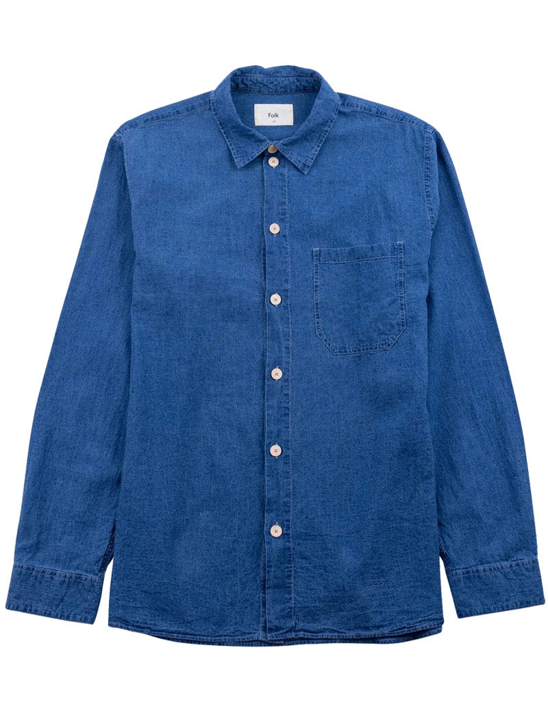 Folk Easy Fit Shirt Indigo Linen