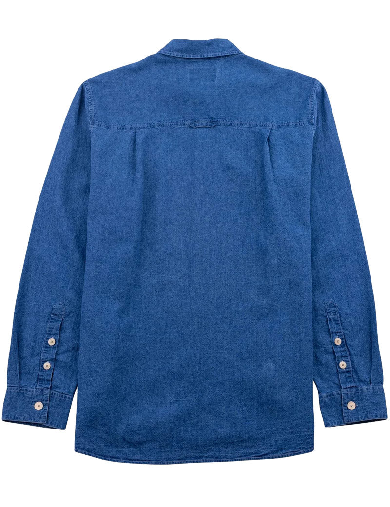 Folk Easy Fit Shirt Indigo Linen Back View