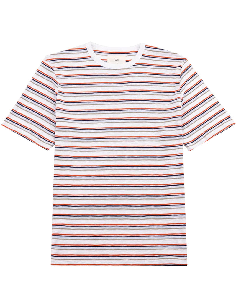 Folk Multistripe T-Shirt Ecru, Red Oxide Mix