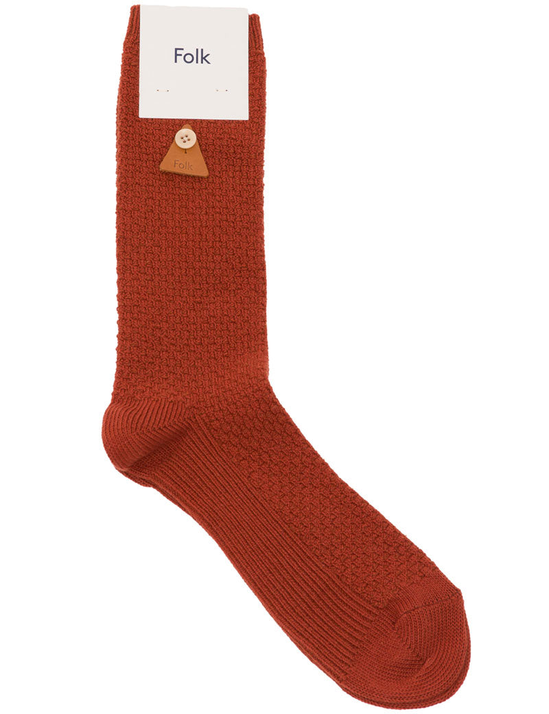 Folk Waffle Socks Rust