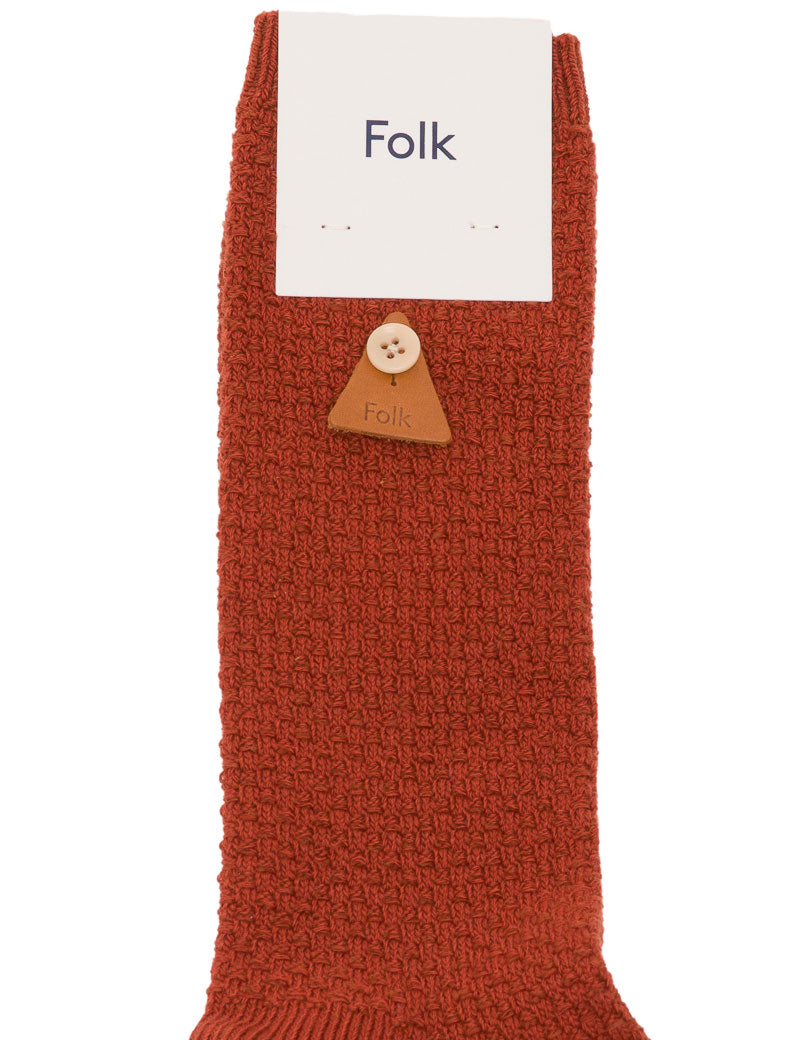 Folk Waffle Socks Rust