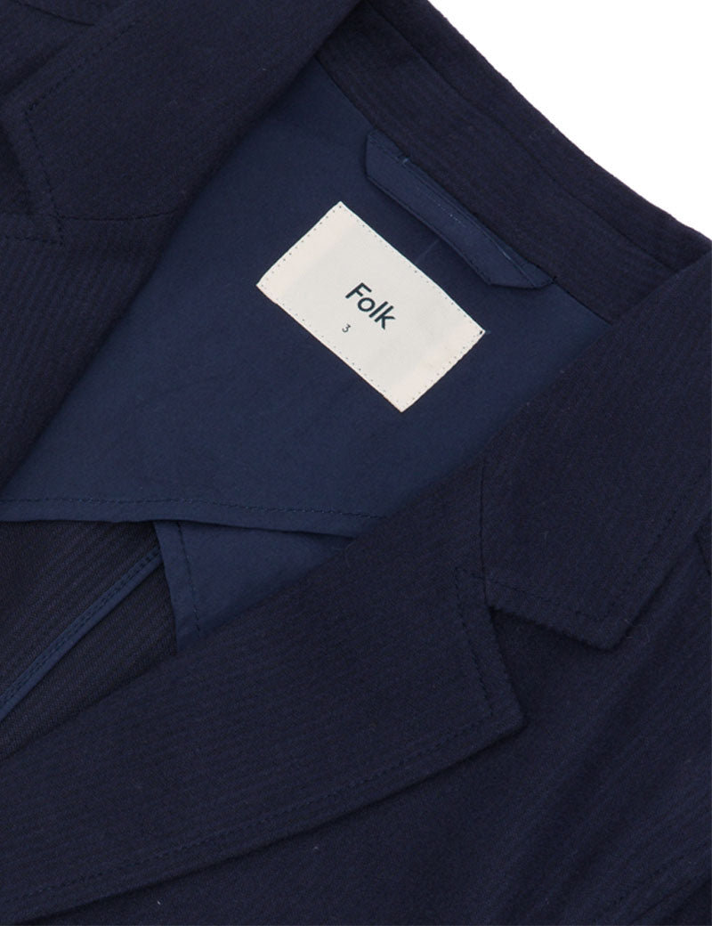 Folk Assembly Blazer Navy Brushed Stripe