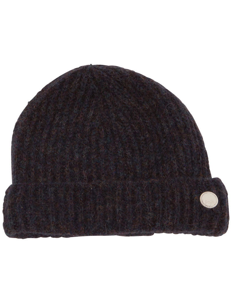 Folk Mohair Rib Beanie Smoke Blue