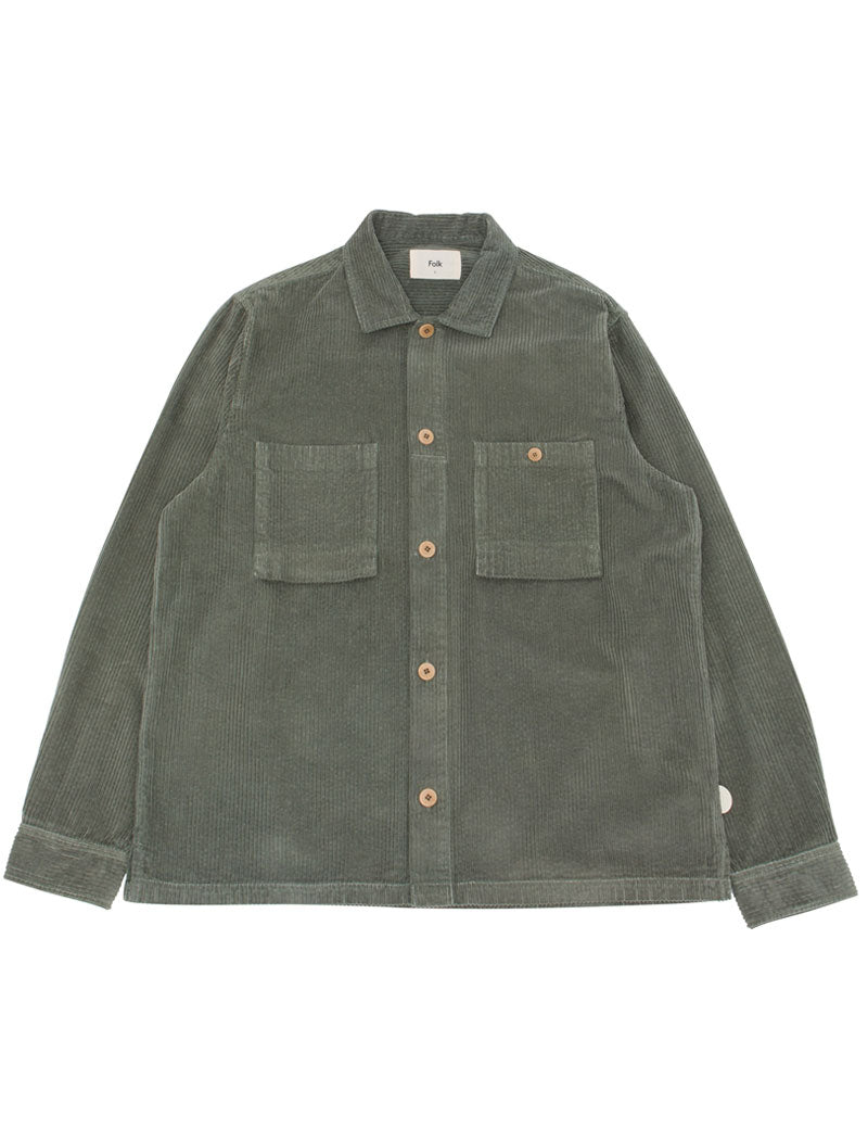 Folk Patch Overshirt Dark Sage Heavy Cord