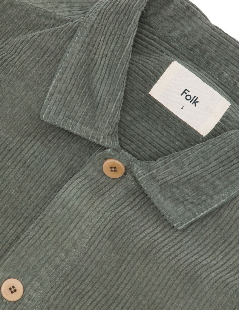 Folk Patch Overshirt Dark Sage Heavy Cord