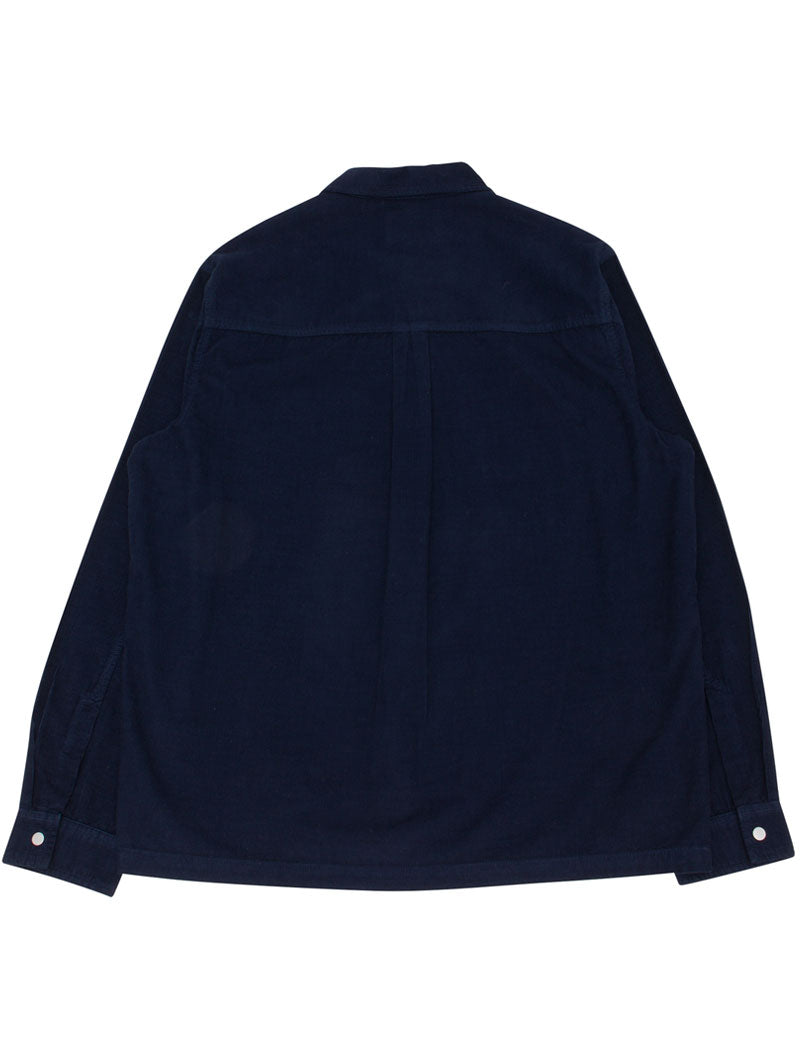 Folk Patch Overshirt Indigo Blue Microcheck Cord