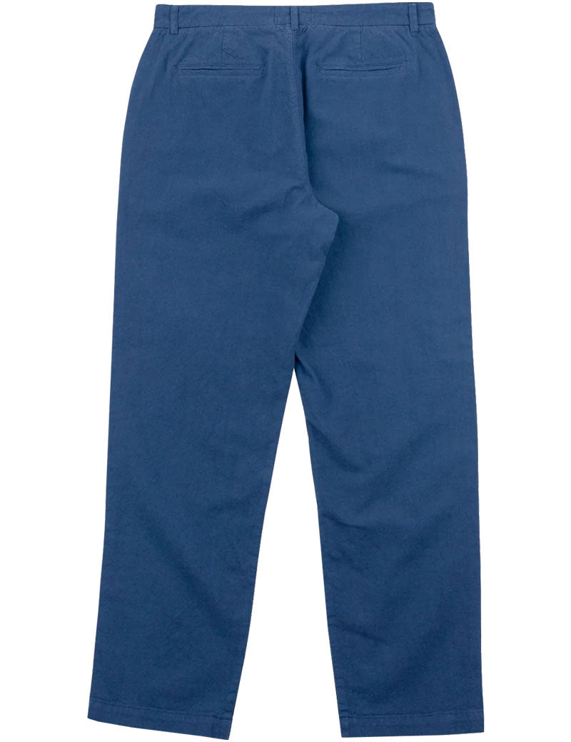 Folk Fixed Waistband Cotton Linen Trouser Soft Navy