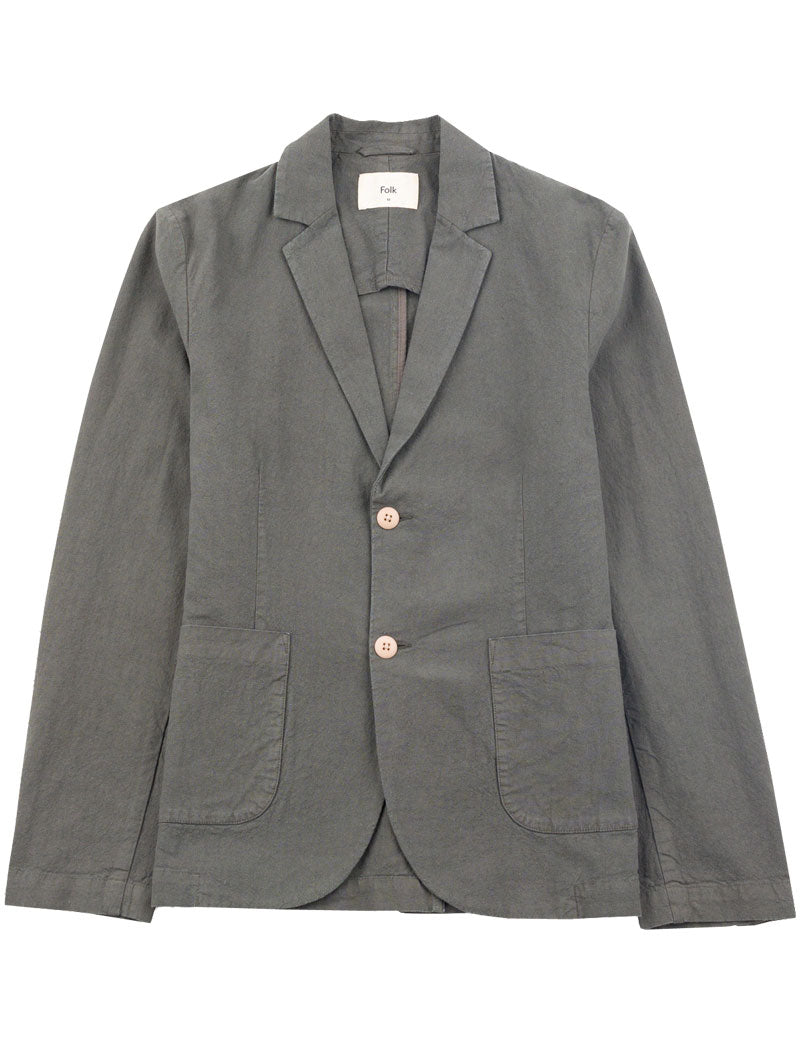 FolK Cotton Linen Blazer Dark Sage