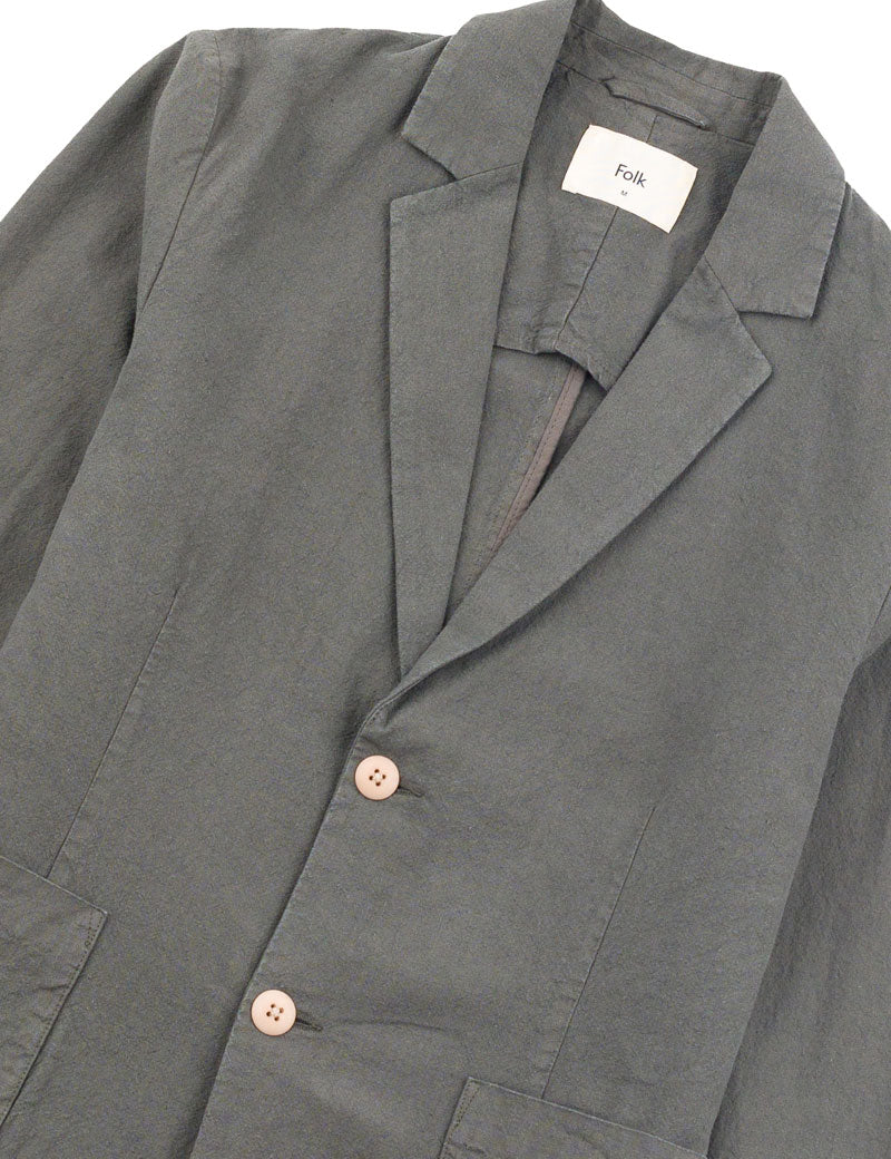 FolK Cotton Linen Blazer Dark Sage