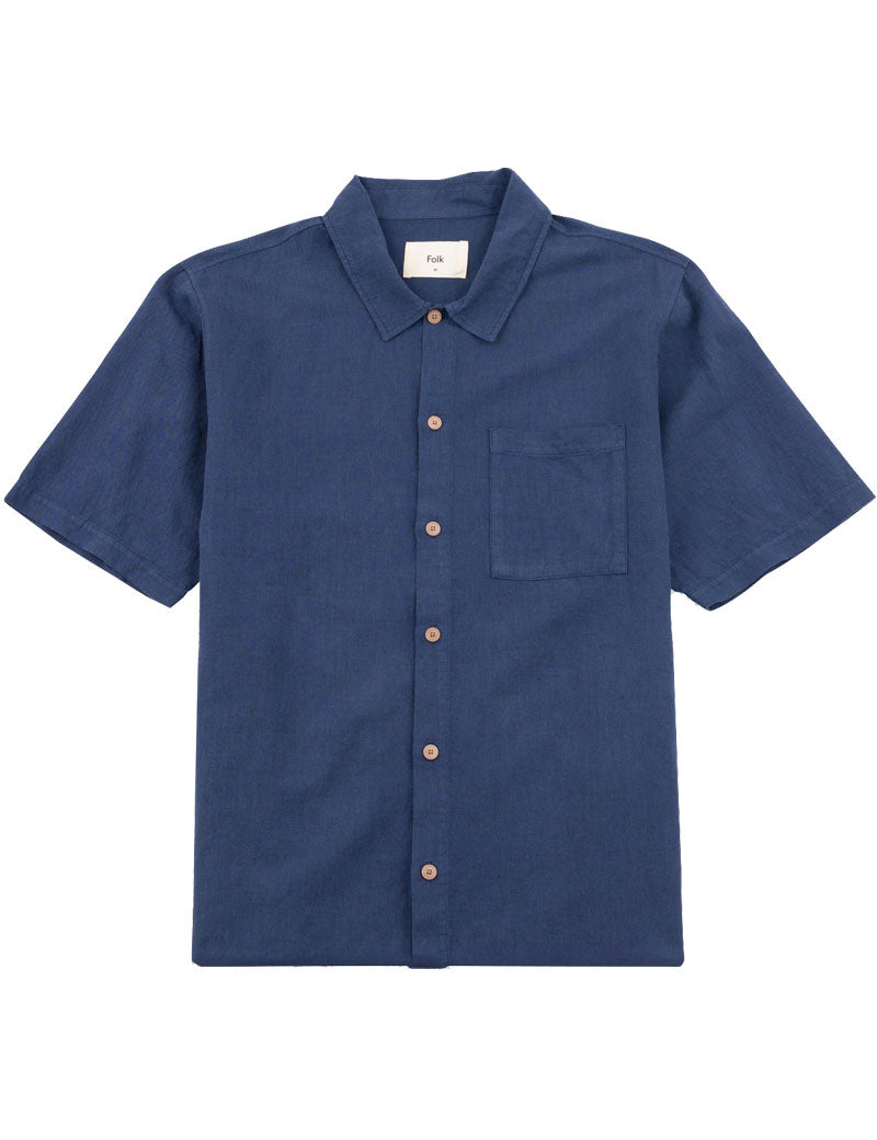 Folk Gabe Short Sleeve Shirt Navy