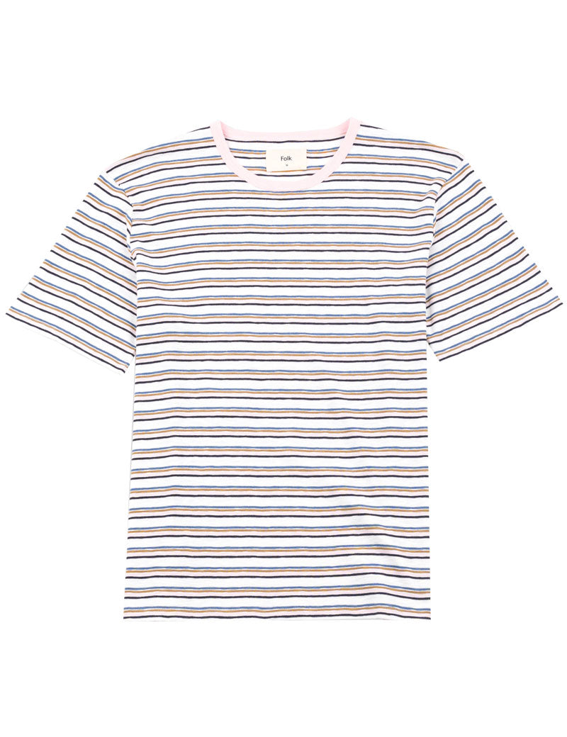 Folk Multi Stripe Tee Ecru Mix