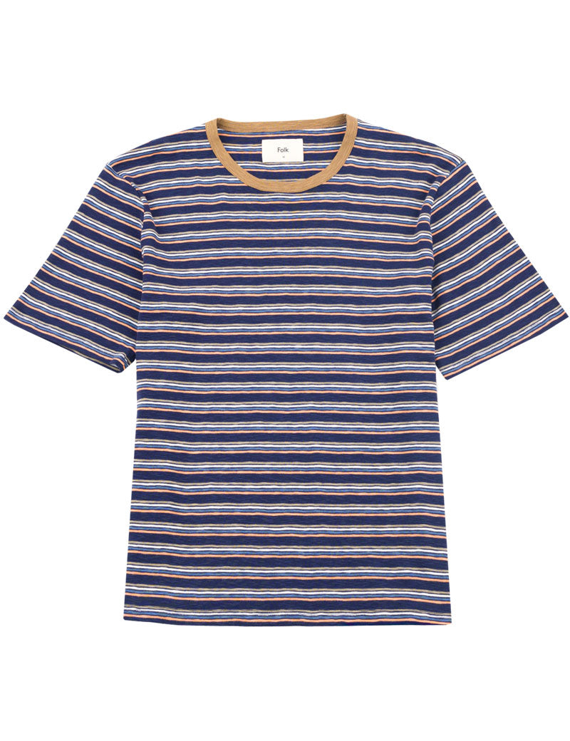 Folk Multi Stripe Tee Navy Mix