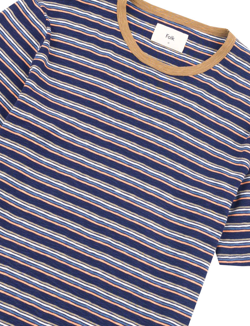 Folk Multi Stripe Tee Navy Mix