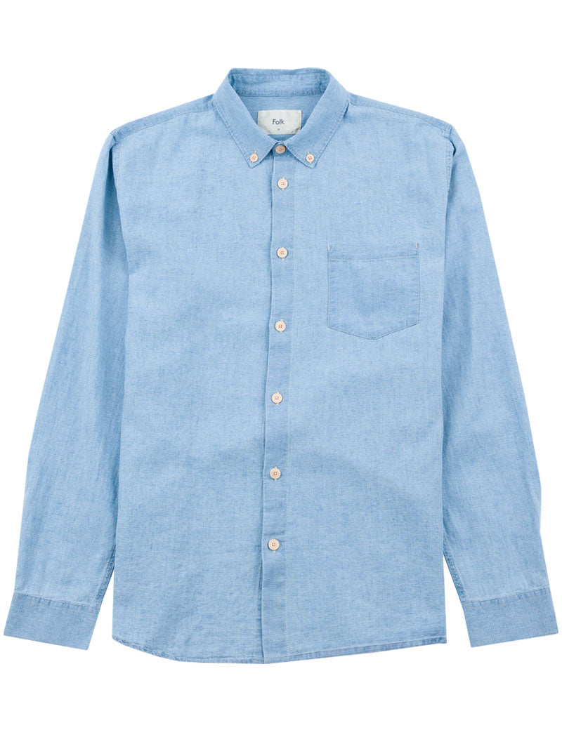 Folk Relaxed Fit Shirt Indigo Microcheck