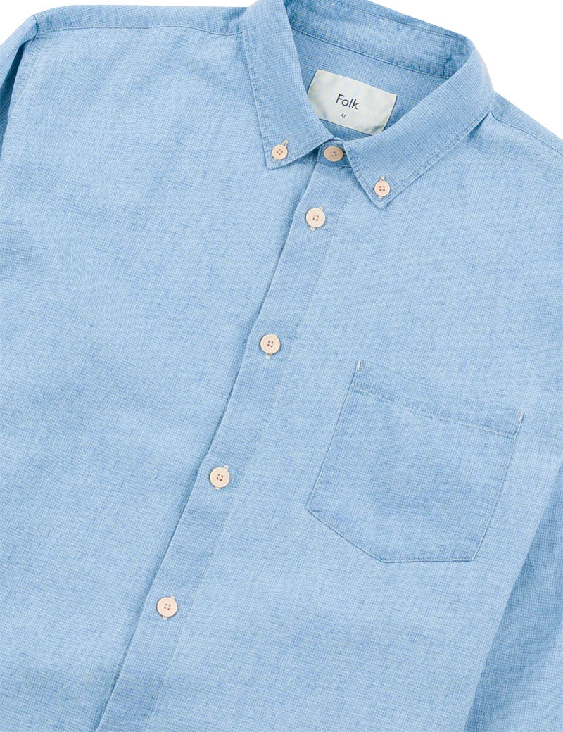 Folk Relaxed Fit Shirt Indigo Microcheck