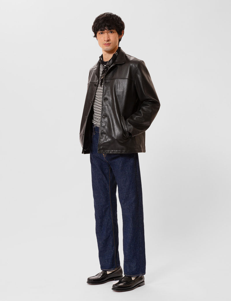 Nudie Jeans Co Ferry Leather Jacket Black