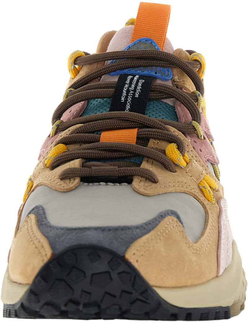 Flower Mountain Yamabushi Woman Trainers Cognac, Taupe & Pink Laces