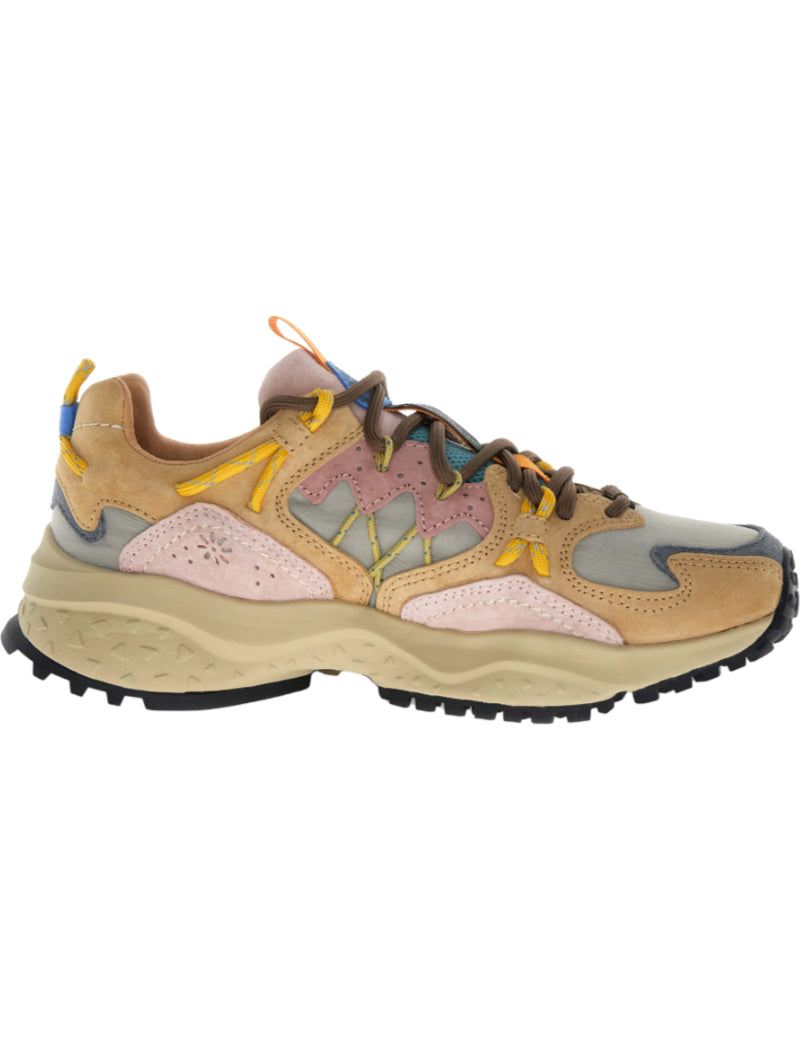 Flower Mountain Yamabushi Woman Trainers Cognac, Taupe & Pink Side