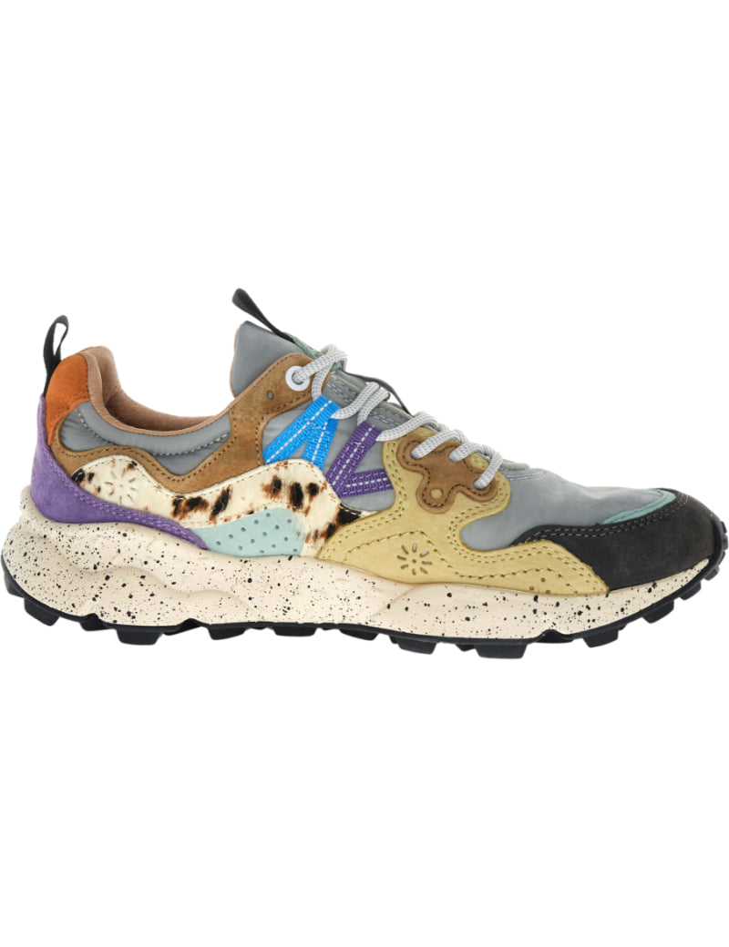 Flower Mountain Yamano 3 Uni Trainers Dark Grey, Light Grey & Pumpkin Side