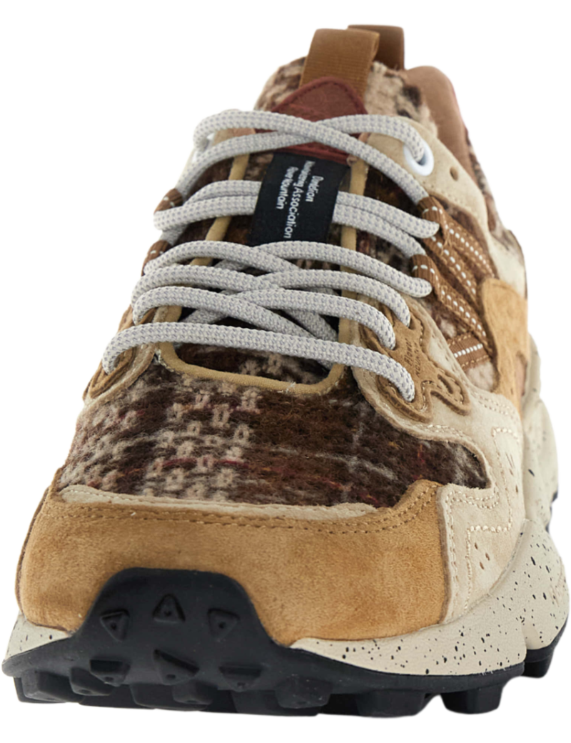 Flower Mountain Yamano 3 Uni Trainers Light Brown, Cream & Brown Laces