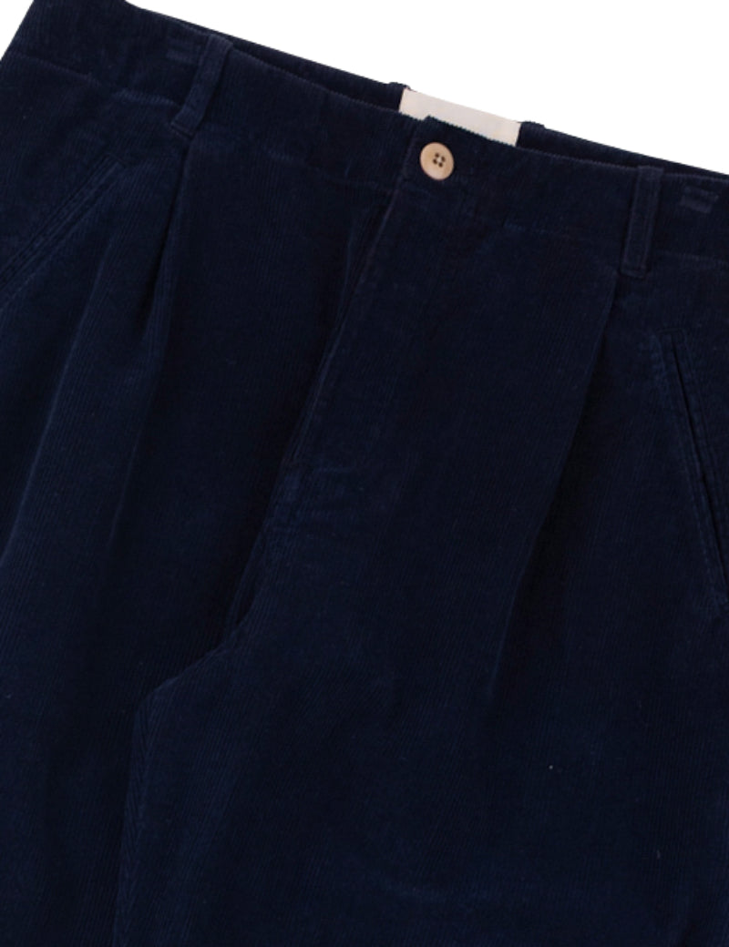 Folk Assembly Pant Deep Navy Cord Waistband Detail