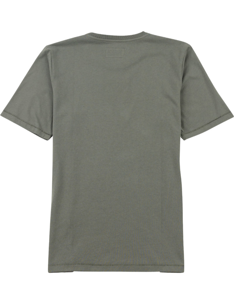 Folk Contrast Sleeve T-Shirt Olive Back View