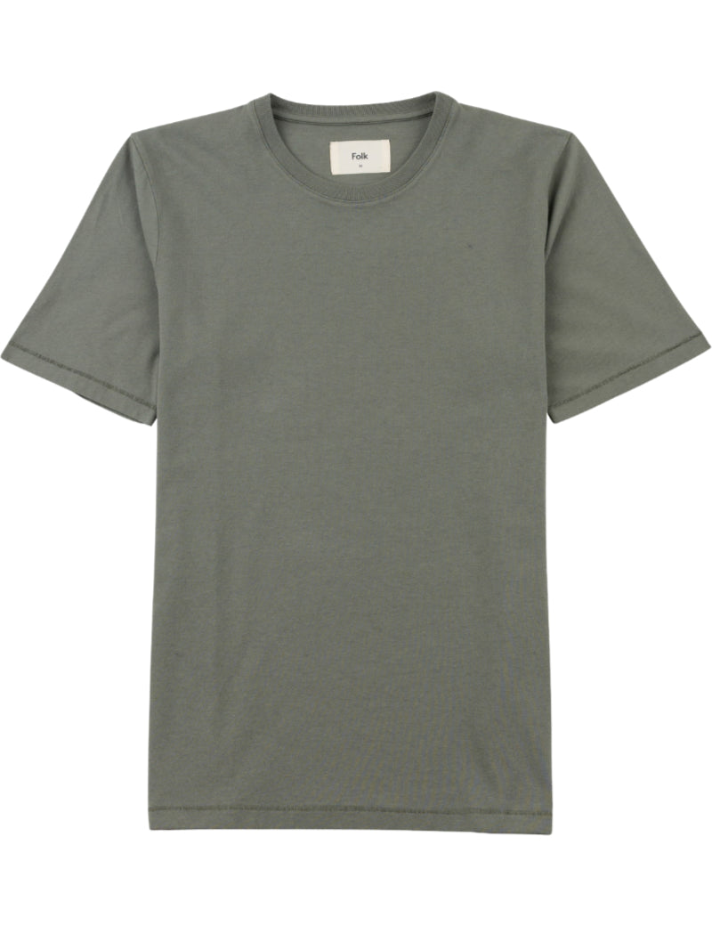 Folk Contrast Sleeve T-Shirt Olive Main