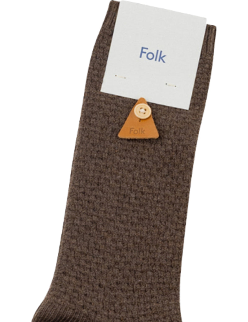 Folk Waffle Socks Espresso Main Tab Detail