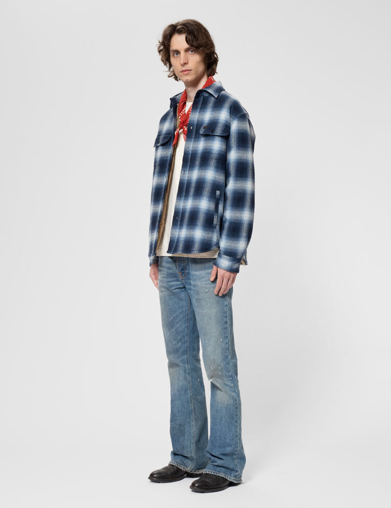 Nudie Jeans Co Glenn Padded Shadow Check Shirt Blue