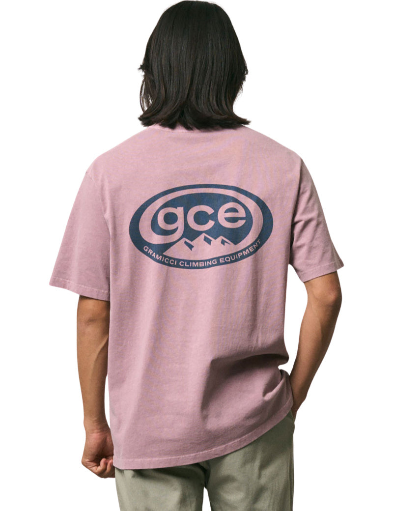 Gramicci GCE T-Shirt Pigment Dyed Lilac On Model Back