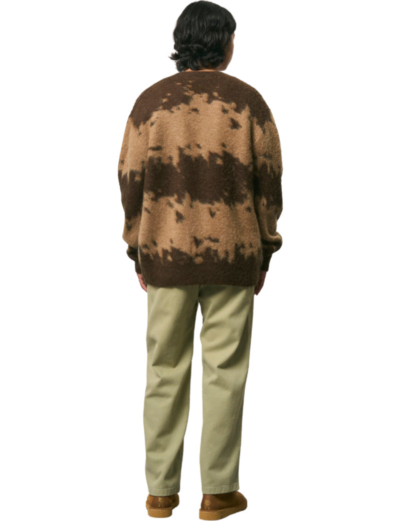 Gramicci Mohair Splatter Cardigan Taupe Front On Model Back