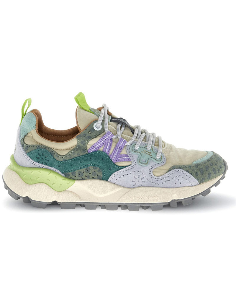 Flower Mountain Yamano 3 suede & nylon women's trainers in taupe and green bottle