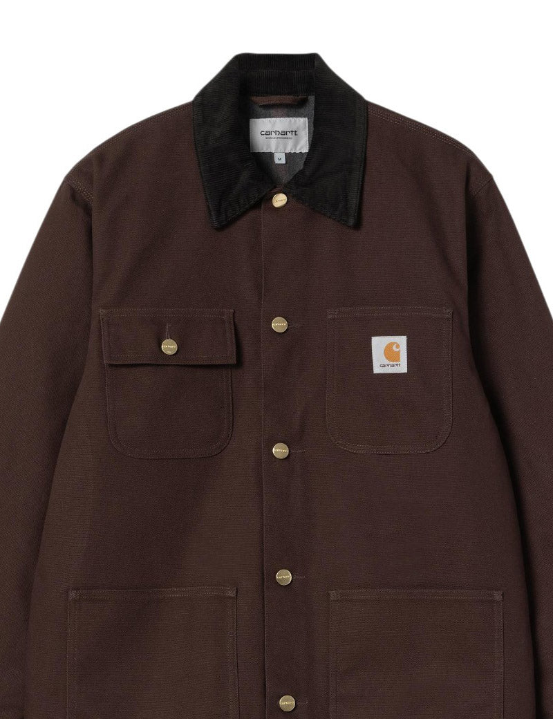 Carhartt WIP Michigan Coat Winter Tobacco & Black Rigid Collar Detail