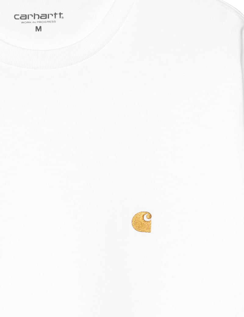 Carhartt Wip Chase Long Sleeve T-Shirt White Gold