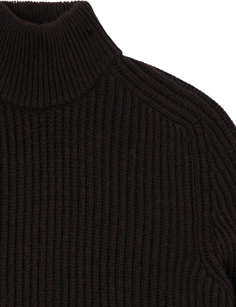 Edwin Roni High Collar Sweater Dark Brown