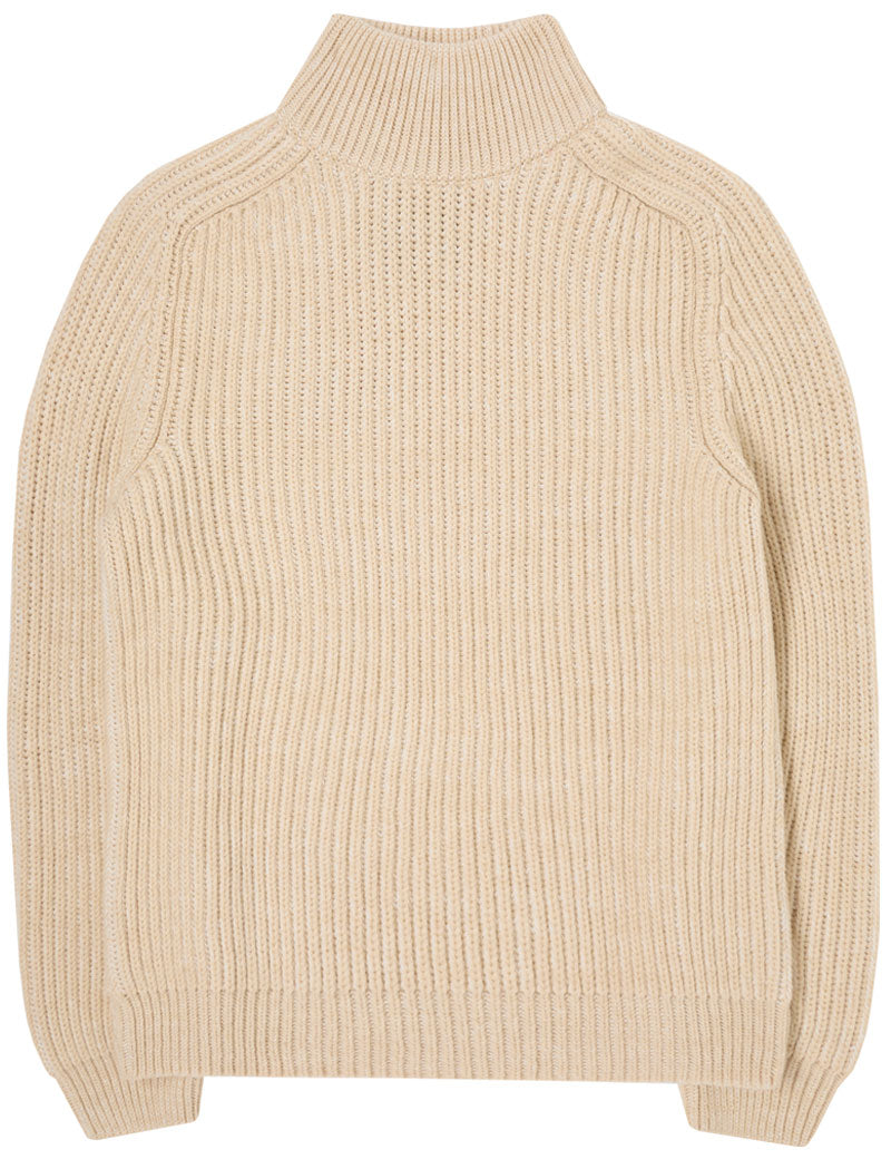 Edwin Roni High Collar Sweater Beige