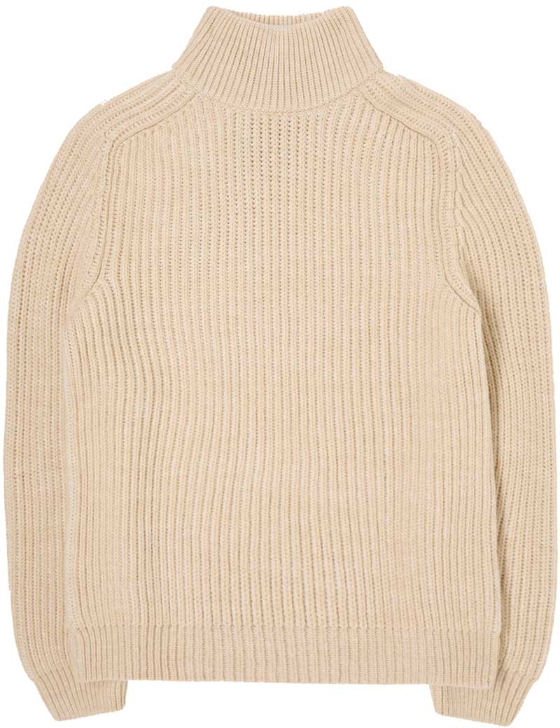 Edwin Roni High Collar Sweater Uniform Beige